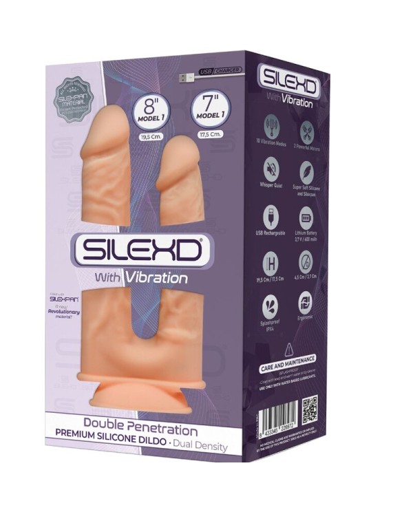 SILEXD MODELO 1 PENE REALISTICO DOBLE PENETRACION VIBRADOR SILICONA PREMIUM SILEXPAN 175 195 CM