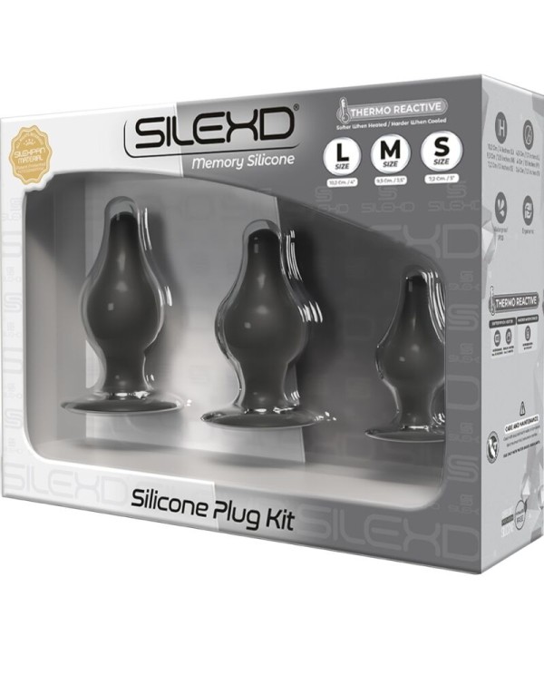 SILEXD KIT PLUG ANAL SILICONA PREMIUM SILEXPAN TERMORREACTIVO TALLA S M L