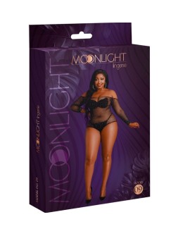 MOONLIGHT - MODELO 9 BODY MANGA LARGA NEGRO BRILLANTE TALLA UNICA / PLUS SIZE