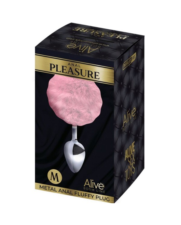 ALIVE ANAL PLEASURE PLUG LISO METAL POMPON ROSA TALLA M