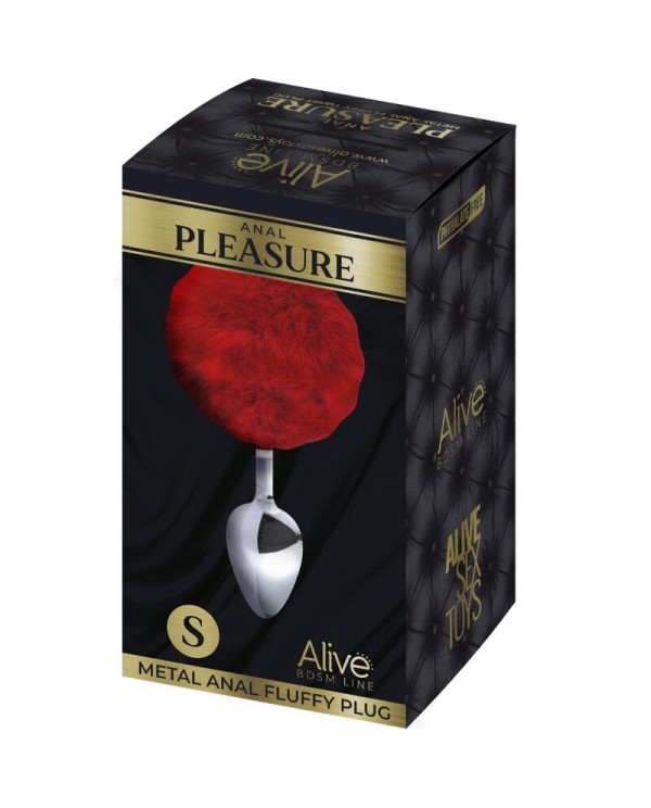 ALIVE ANAL PLEASURE PLUG LISO METAL POMPON ROJO TALLA S