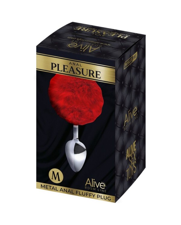 ALIVE ANAL PLEASURE PLUG LISO METAL POMPON ROJO TALLA M