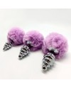 ALIVE ANAL PLEASURE PLUG ESPIRAL METAL POMPON VIOLETA TALLA L