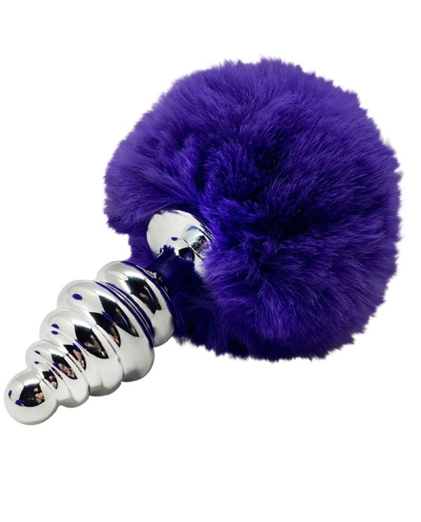 ALIVE ANAL PLEASURE PLUG ESPIRAL METAL POMPON VIOLETA OSCURO TALLA S