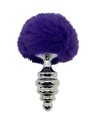 ALIVE ANAL PLEASURE PLUG ESPIRAL METAL POMPON VIOLETA OSCURO TALLA S