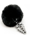 ALIVE ANAL PLEASURE PLUG ESPIRAL METAL POMPON NEGRO TALLA S