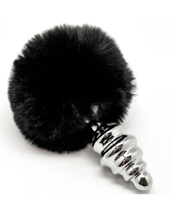 ALIVE ANAL PLEASURE PLUG ESPIRAL METAL POMPON NEGRO TALLA L