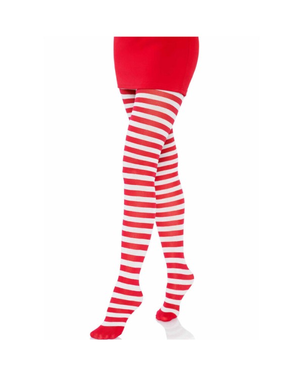 LEG AVENUE MEDIAS DE RAYAS BLANCO ROJO