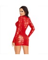 LEG AVENUE MINI VESTIDO DE ENCAJE CON MANGA LARGA ROJO