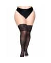 LEG AVENUE MEDIAS NEGRAS AUTOADHESIVAS CON ENCAJE ANCHO PLUS SIZE