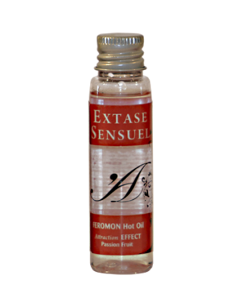 EXTASE SENSUEL ACEITE MASAJE EFECTO CALOR CON FEROMONAS FRUTA DE LA PASION VIAJE 35 ML