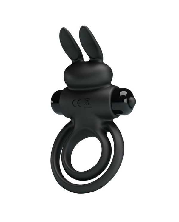 PRETTY LOVE ANILLO VIBRADOR III CONEJO PARA PENE NEGRO