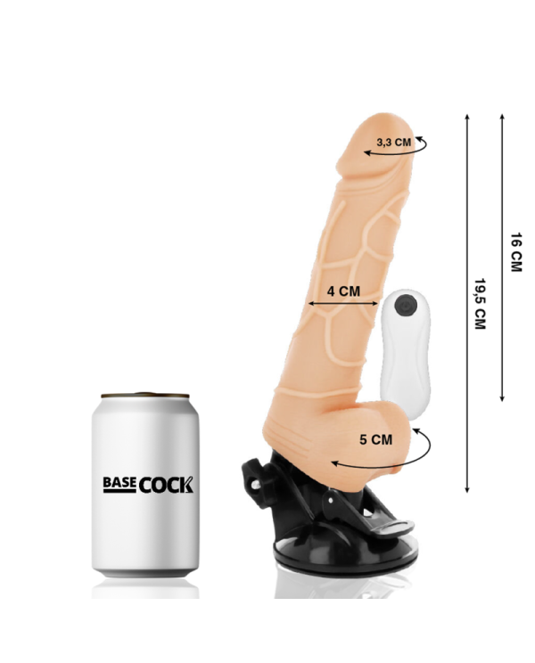 BASECOCK VIBRADOR REALISTICO CONTROL REMOTO NATURAL CON TESTICULOS 195CM