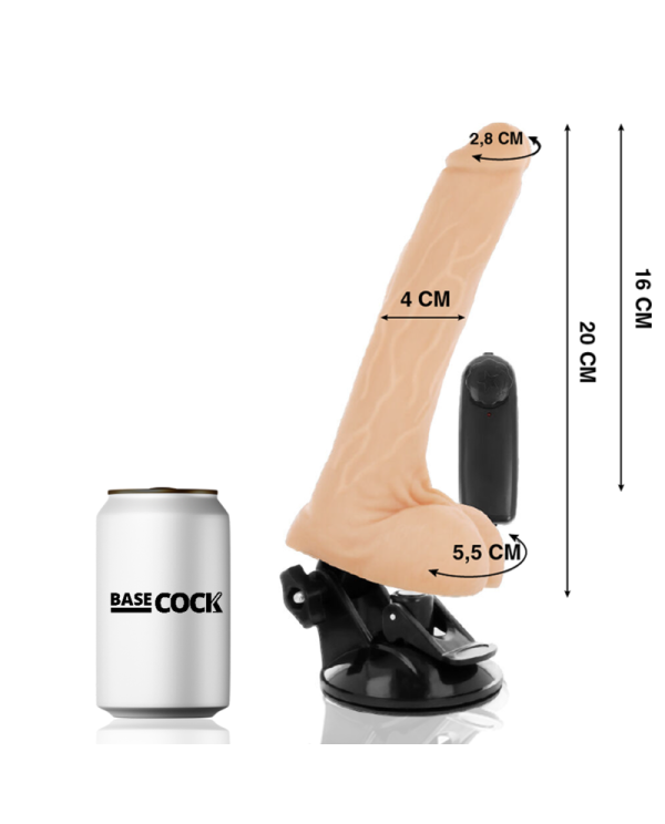 BASECOCK VIBRADOR REALISTICO CONTROL REMOTO NATURAL CON TESTICULOS 20 CM