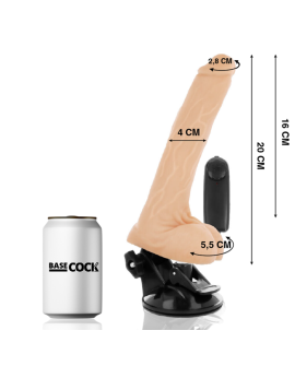 BASECOCK - VIBRADOR REALISTICO CONTROL REMOTO NATURAL CON TESTICULOS 20 CM