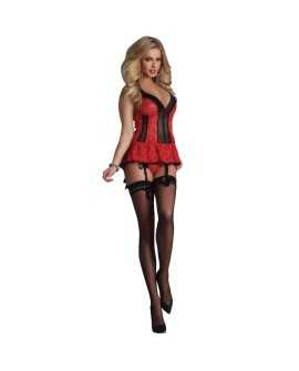 LIVCO CORSETTI FASHION - RED ROSE LC 90130 CORSET + PANTY ROJO