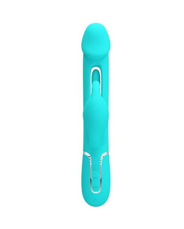 PRETTY LOVE KAMPAS VIBRADOR RABBIT 3 EN 1 MULTIFUNCIoN CON LENGUA VERDE AGUA