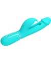 PRETTY LOVE KAMPAS VIBRADOR RABBIT 3 EN 1 MULTIFUNCIoN CON LENGUA VERDE AGUA