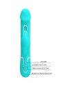 PRETTY LOVE KAMPAS VIBRADOR RABBIT 3 EN 1 MULTIFUNCIoN CON LENGUA VERDE AGUA